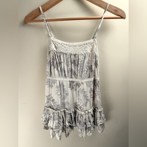 Warehouse Tops - Y2K Lace Crochet Baby Doll Layered Ruffle Spaghetti Strap Tank Top XS Whimsy